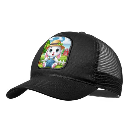 GORRA NEGRA CON REJILLA conejo granjero profesion animal rancho cultivo moda deporte