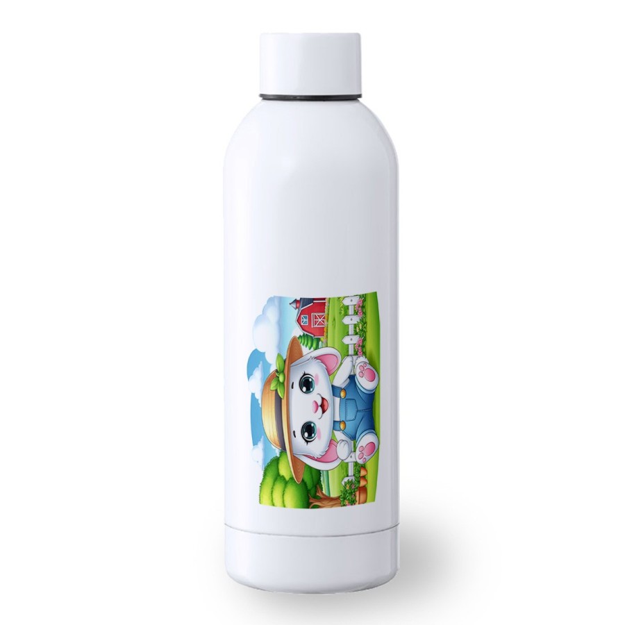 BIDON 500 ML ACERO INOXIDABLE conejo granjero profesion animal rancho cultivo deporte deportivo botella senderismo