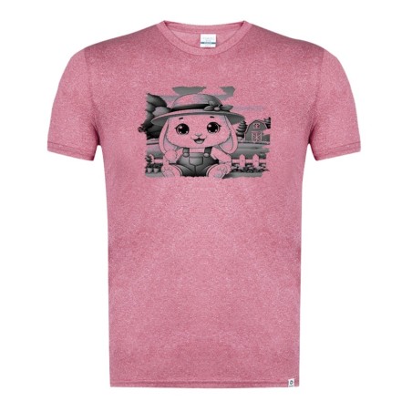 CAMISETA ROJA MEZCLA CON IMAGEN EN TONALIDADES NEGRAS conejo granjero profesion animal rancho cultivo tshirt