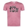 CAMISETA ROJA MEZCLA CON IMAGEN EN TONALIDADES NEGRAS conejo granjero profesion animal rancho cultivo tshirt