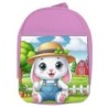 MOCHILA ROSA conejo granjero profesion animal rancho cultivo escolar personalizado picnic excursión deporte