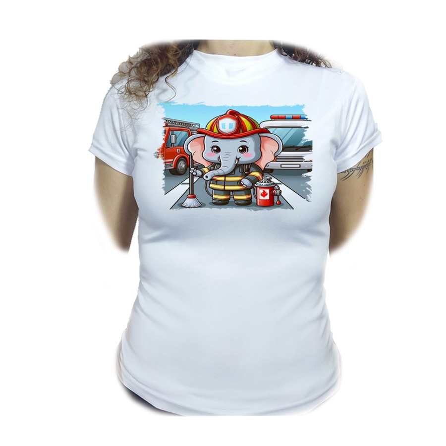 CAMISETA MUJER elefante bombero profesion emergencia salvamento moda personalizada