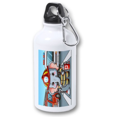 BIDON 400ML METALICO elefante bombero profesion emergencia salvamento para viaje y deporte