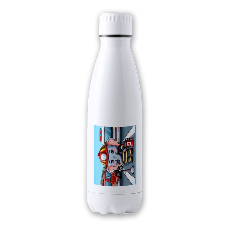 BIDON 700 ML ACERO INOXIDABLE elefante bombero profesion emergencia salvamento tapon seguridad botella