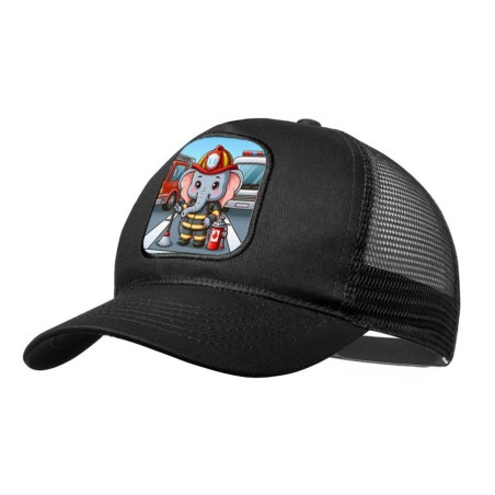 GORRA NEGRA CON REJILLA elefante bombero profesion emergencia salvamento moda deporte