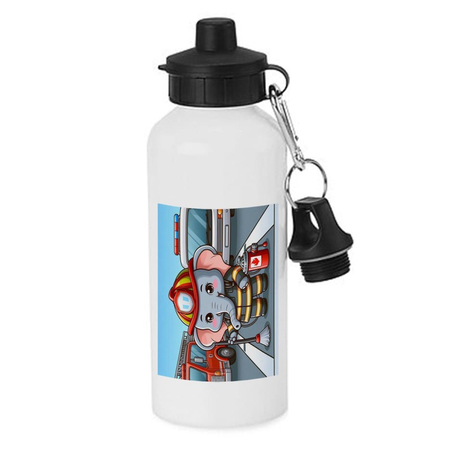 BIDON 600 ML ACERO INOXIDABLE CON CHUPON elefante bombero profesion emergencia salvamento escolar deporte bicicleta