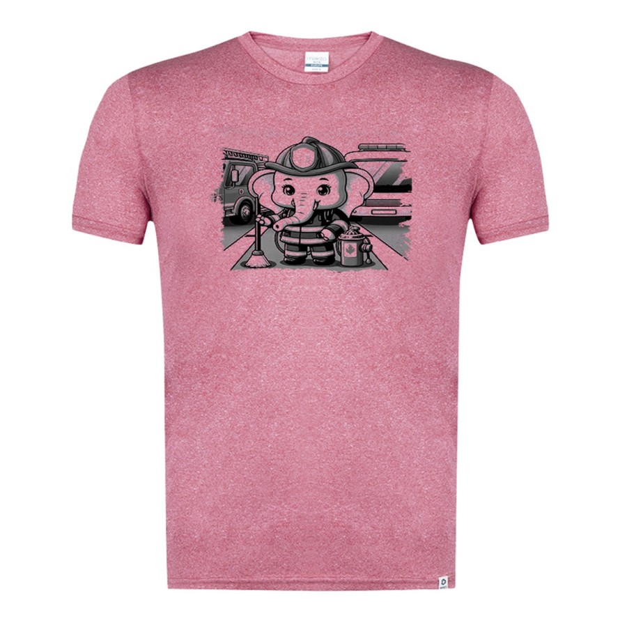 CAMISETA ROJA MEZCLA CON IMAGEN EN TONALIDADES NEGRAS elefante bombero profesion emergencia salvamento tshirt