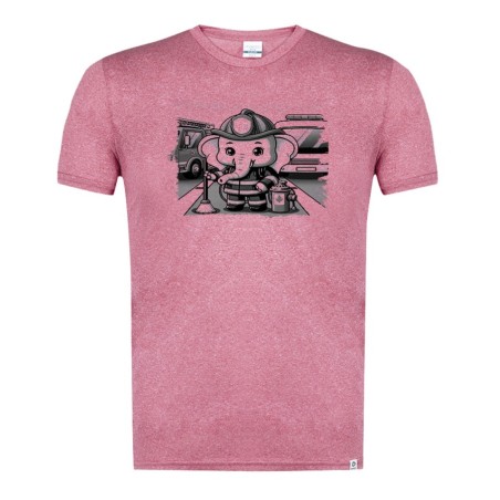 CAMISETA ROJA MEZCLA CON IMAGEN EN TONALIDADES NEGRAS elefante bombero profesion emergencia salvamento tshirt