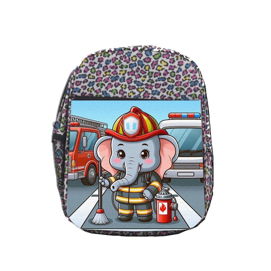 MOCHILA LUNARES ESTAMPADO elefante bombero profesion emergencia salvamento escolar personalizado picnic excursión deporte