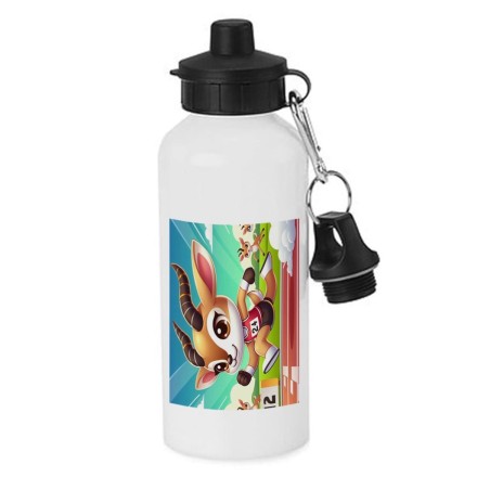 BIDON 600 ML ACERO INOXIDABLE CON CHUPON gacela deportista profesion juegos olimpicos escolar deporte bicicleta