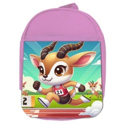 MOCHILA ROSA gacela deportista profesion juegos olimpicos escolar personalizado picnic excursión deporte