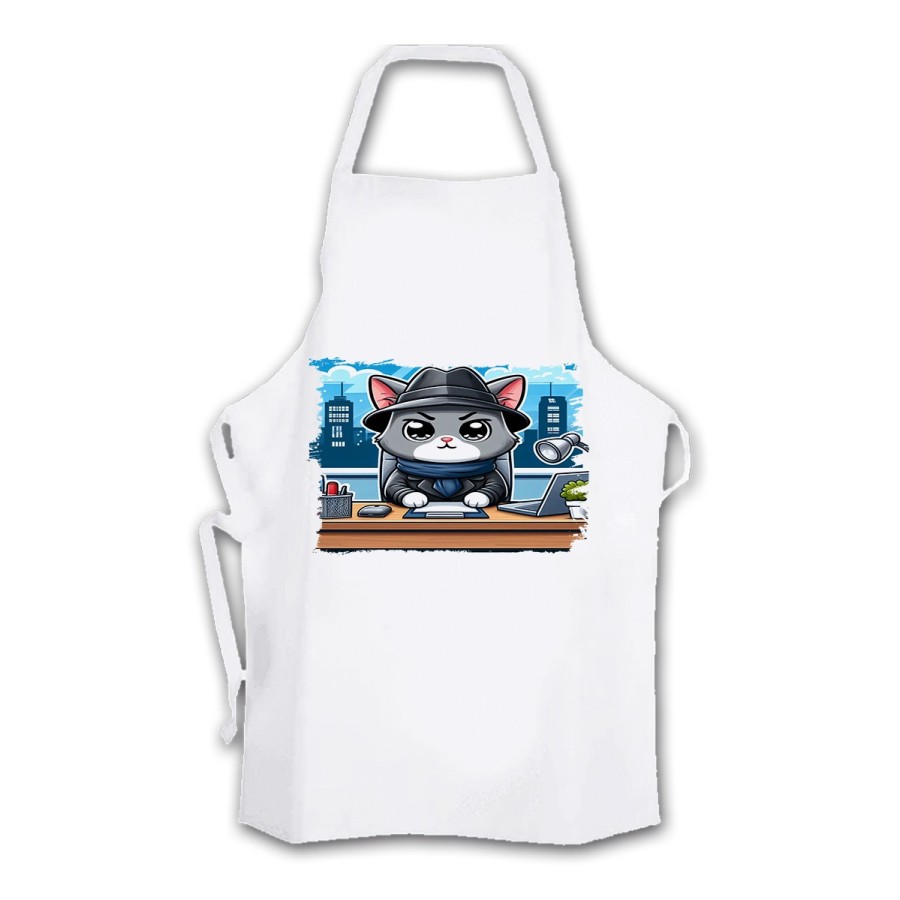 DELANTAL TALLA ADULTO gato detective profesion espia mascota animal cocina personalizado