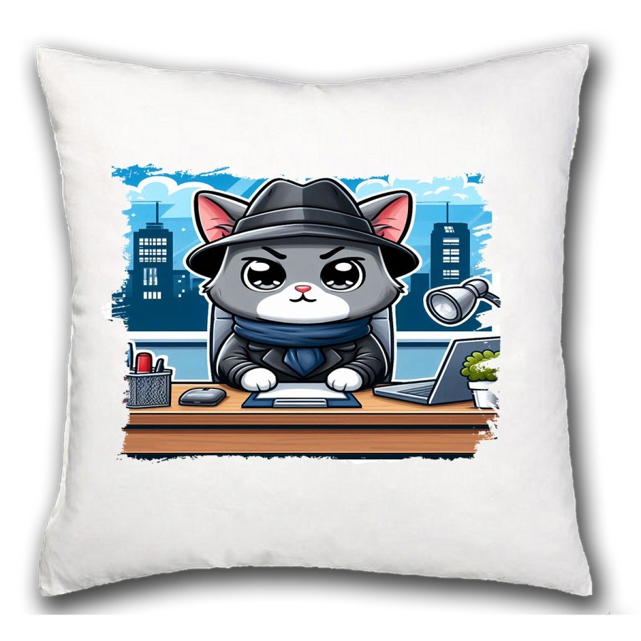 COJIN gato detective profesion espia mascota animal hogar comodo personalizado