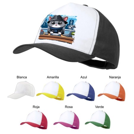 GORRA COLORES gato detective profesion espia mascota animal color personalizada