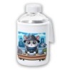 BIDON CRISTAL CON FUNDA SOFT SHELL gato detective profesion espia mascota animal tapon seguridad botella