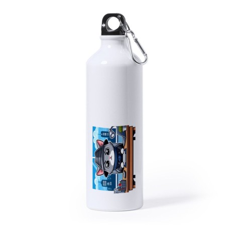 BIDON GRANDE 800 ML ACERO INOXIDABLE gato detective profesion espia mascota animal deporte deportivo mosqueton botella