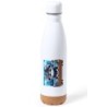 BIDON 750 ML ACERO INOXIDABLE ADORNO DE CORCHO gato detective profesion espia mascota animal tapon botella