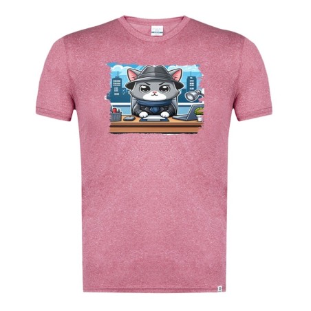 CAMISETA ROJA MEZCLA gato detective profesion espia mascota animal moda verano tshirt