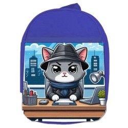 MOCHILA AZUL gato detective...