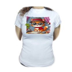 CAMISETA MUJER gato...