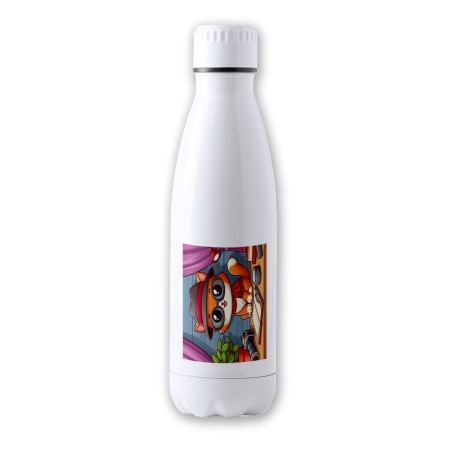 BIDON 700 ML ACERO INOXIDABLE gato periodista profesion reportero periodico tapon seguridad botella