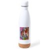 BIDON 750 ML ACERO INOXIDABLE ADORNO DE CORCHO gato periodista profesion reportero periodico tapon botella