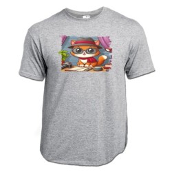 CAMISETA GRIS MEZCLA gato...