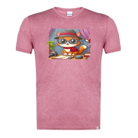 CAMISETA ROJA MEZCLA gato periodista profesion reportero periodico moda verano tshirt