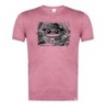CAMISETA ROJA MEZCLA CON IMAGEN EN TONALIDADES NEGRAS gato periodista profesion reportero periodico tshirt