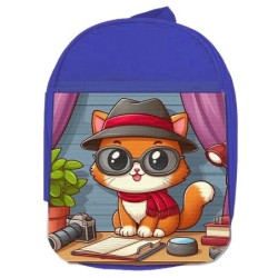 MOCHILA AZUL gato...