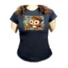 CAMISETA NEGRA MUJER gorrion artista profesion dibujante pajaro cuadro oferta personalizada