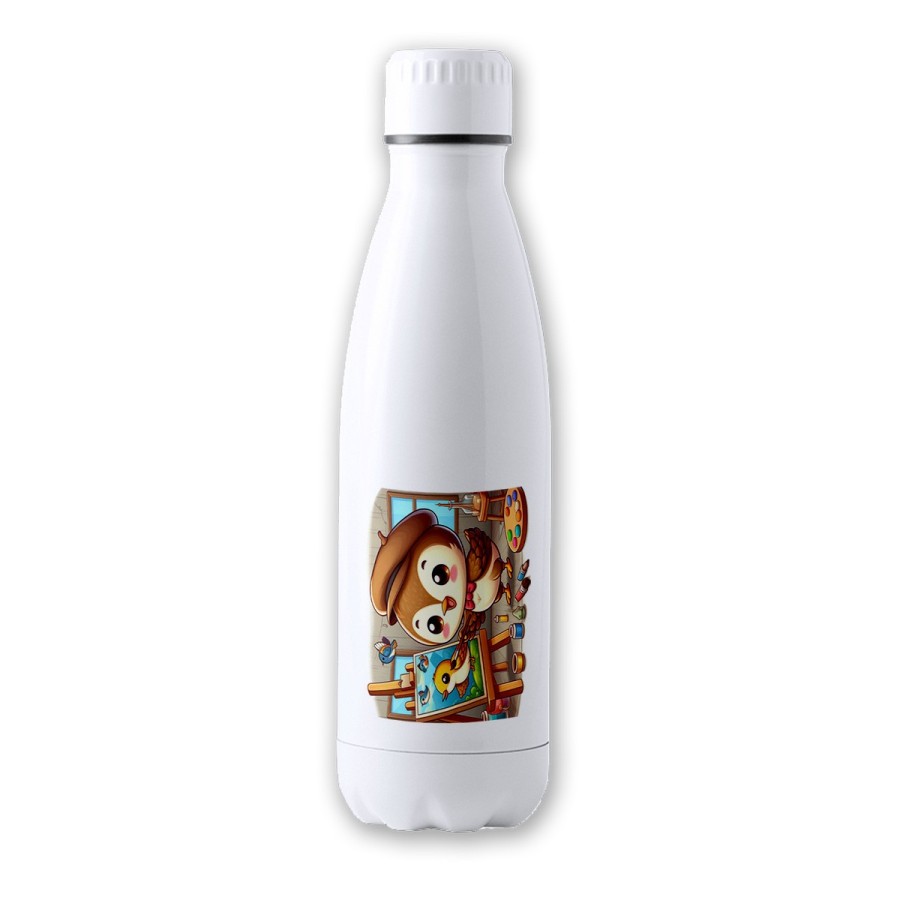 BIDON TÉRMICO AISLANTE 700 ML ACERO INOXIDABLE gorrion artista profesion dibujante pajaro cuadro botella termo deportivo