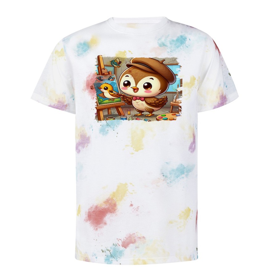 CAMISETA MARCAS COLORES gorrion artista profesion dibujante pajaro cuadro personalizada