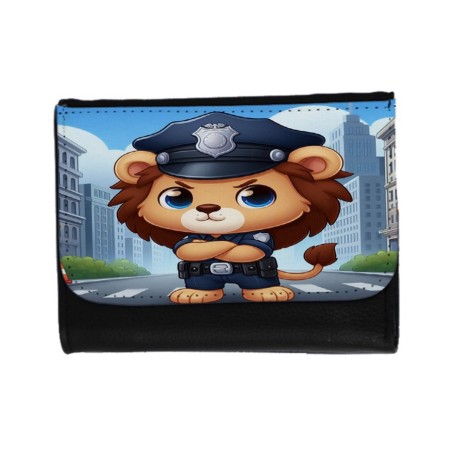 BILLETERA BILLETERO leon policia profesion guardia seguridad ciudad unisex negro monedero