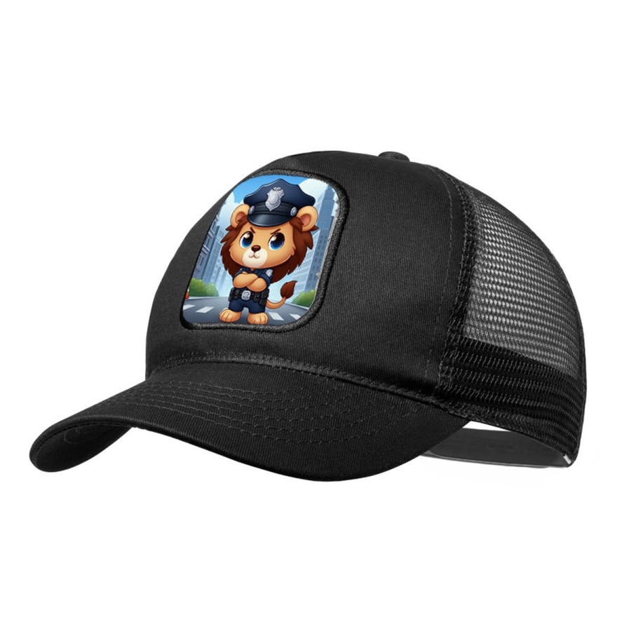 GORRA NEGRA CON REJILLA leon policia profesion guardia seguridad ciudad moda deporte