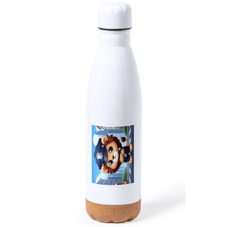 BIDON 750 ML ACERO INOXIDABLE ADORNO DE CORCHO leon policia profesion guardia seguridad ciudad tapon botella