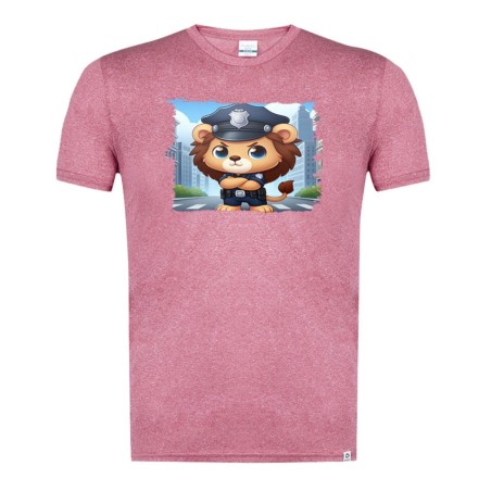 CAMISETA ROJA MEZCLA leon policia profesion guardia seguridad ciudad moda verano tshirt