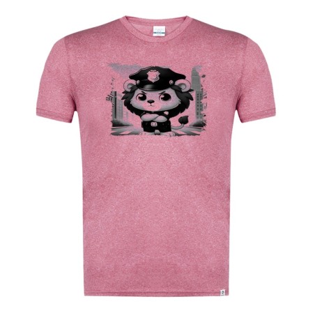 CAMISETA ROJA MEZCLA CON IMAGEN EN TONALIDADES NEGRAS leon policia profesion guardia seguridad ciudad tshirt
