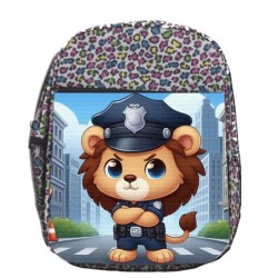 MOCHILA LUNARES ESTAMPADO leon policia profesion guardia seguridad ciudad escolar personalizado picnic excursión deporte