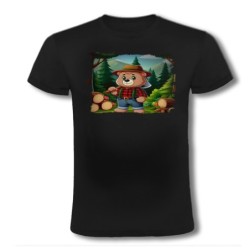 CAMISETA NEGRA oso leñador...