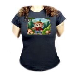 CAMISETA NEGRA MUJER oso...