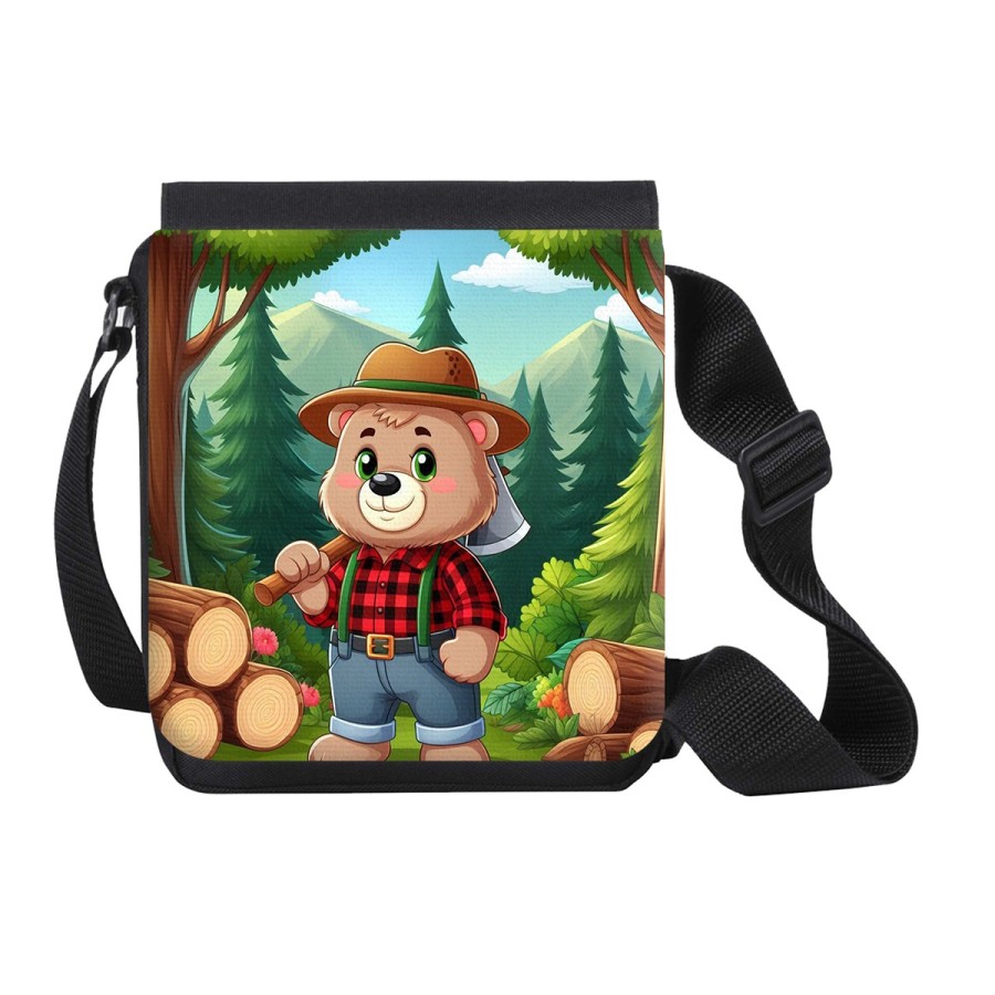 BANDOLERA PEQUEÑA oso leñador profesion tala talador bosque bolso personalizada