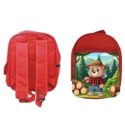 MOCHILA ROJA oso leñador...