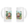 JARRA CERVEZA CRISTAL oso leñador profesion tala talador bosque esmerilada esmerilado 500ml