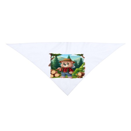 PAÑOLETA TRIANGULAR SUAVE oso leñador profesion tala talador bosque moda cuello fiestas