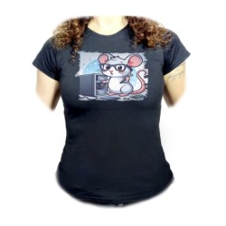 CAMISETA NEGRA MUJER raton...