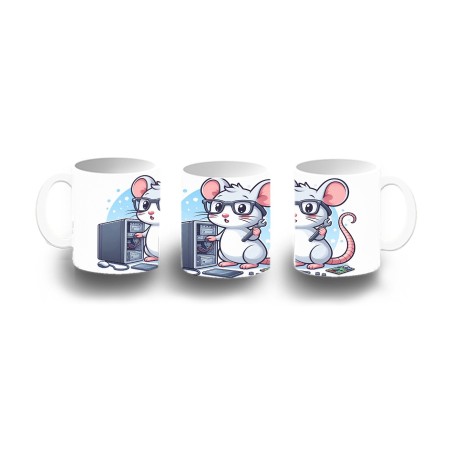 TAZA DE PLASTICO raton informatico profesion reparador electricista niños personalizada