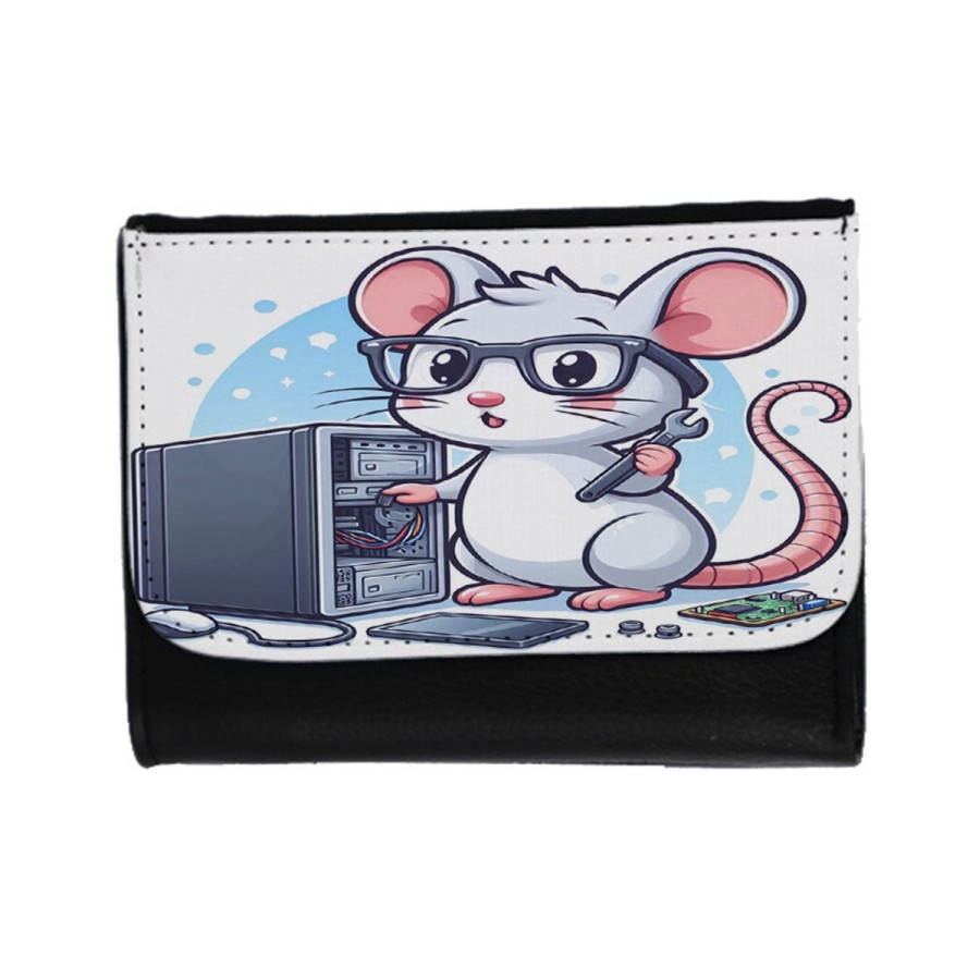 BILLETERA BILLETERO raton informatico profesion reparador electricista unisex negro monedero