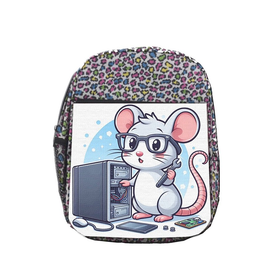 MOCHILA LUNARES ESTAMPADO raton informatico profesion reparador electricista escolar personalizado picnic excursión deporte