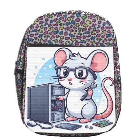 MOCHILA LUNARES ESTAMPADO raton informatico profesion reparador electricista escolar personalizado picnic excursión deporte